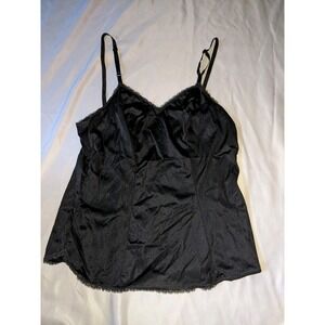 Vanity Fair Camisole Black Size 34 Nylon Lace Adjustable Straps Vanity Fair Cami